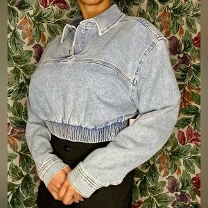 NWT Vanilla Star Long Sleeve Denim Crop Sweater